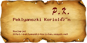 Peklyanszki Koriolán névjegykártya